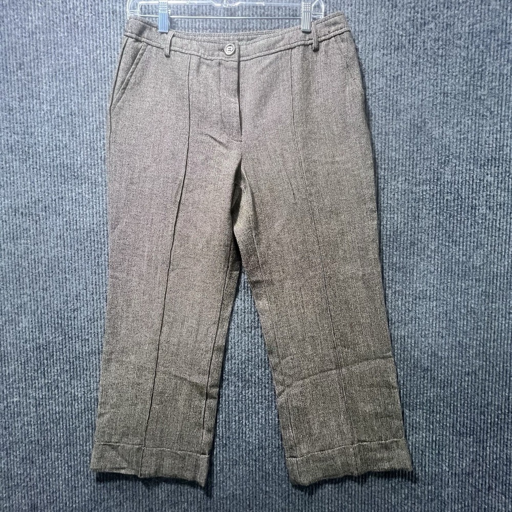 New York and Company Brown Twill Cropped Pants Womens Size 8 Stretch Trousers
